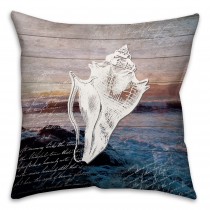Distressed Anchor Conch Spun Polyester Throw Pillow
