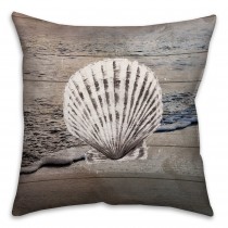 Distressed Seashell Spun Polyester Throw Pillow