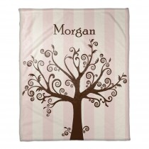 Pink Tree Silhouette Personalized Coral Fleece Blanket – 50”x60”