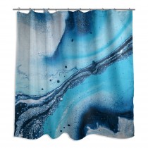 Blue Galaxy Marble 71x74 Shower Curtain