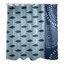 Navy Blue Pattern 71x74 Shower Curtain 