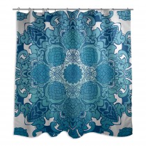 Big Blue Mandalla Gradient 71x74 Shower Curtain
