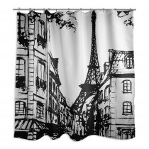 Monochromatic Paris 71x74 Shower Curtain