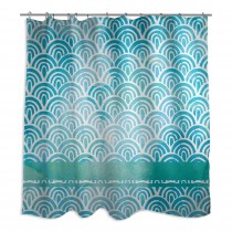 Watercolor Waves 71x74 Shower Curtain