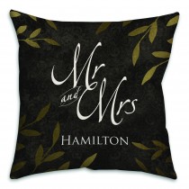 Gold Leaf Mr And Mrs Spun Polyester Throw Pillow - 16x16