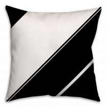 Black and White Striped Color Block Throw Pillow