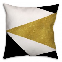 Black and Gold Asymmetrical Color Block Throw Pillow