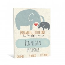 Elephants Dream Big Little One 8x10 Personalized Canvas Wall Art