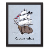 Pirate Ship Captain 11x14 Personalized Canvas Image Box