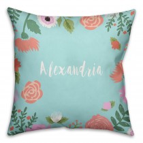 Floral Wreath 16x16 Personalized Throw Pillow