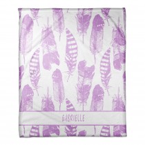 Purple Feathers 50x60 Personalized Throw Blanket