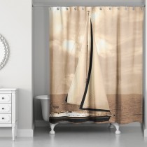 Lonely Sailboat 71x74 Shower Curtain