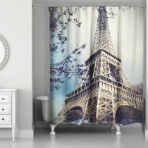 Hazy Eiffel Tower 71x74 Shower Curtain