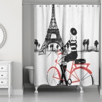 Biking In Paris 71x74 Shower Curtain