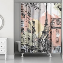 Watercolor Eiffel Sketch 71x74 Shower Curtain