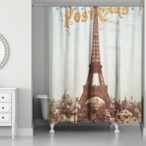Eiffel Postcard 71x74 Shower Curtain