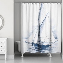 White Sailboat 71x74 Shower Curtain