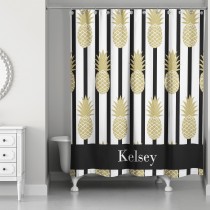 Golden Pineapple 71x74 Personalized Shower Curtain