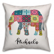 Boho Elephant 18x18 Personalized Throw Pillow