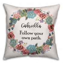 Floral Wreath 18x18 Personalized Throw Pillow