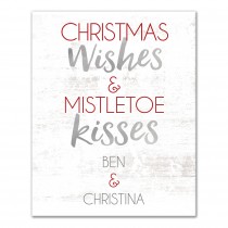 Christmas Wishes and Kisses 16x20 Personalized Canvas Wall Art