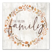 Family Harvest Wreath 20x20 Personalized Canvas Wall Art