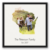Wisconsin Family 20x20 Personalized Black Floating Framed Canvas