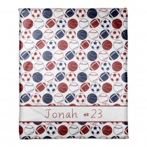Sports Ball Pattern 50x60 Personalized Coral Fleece Blanket