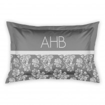 Sketched Gray Flowers King Personalized Brushed Poly Sham