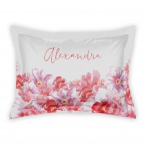 Pink Watercolor Florals Standard Personalized Brushed Poly Sham