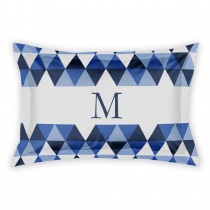 Blue Geo Triangles King Personalized Brushed Poly Sham