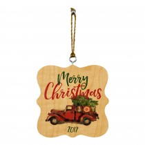 Merry Christmas Vintage Truck 3.25x3.25 Personalized Wood Ornament