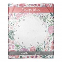 Pink Watercolor Florals 50x60 Personalized Coral Fleece Blanket