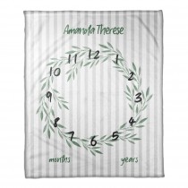 Botanical Stripes 50x60 Personalized Coral Fleece Blanket