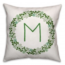 Green Clover Initial 18x18 Personalized Spun Poly Pillow