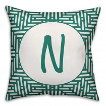 Teal Aztec Pattern Monogram 18x18 Personalized Indoor / Outdoor Pillow
