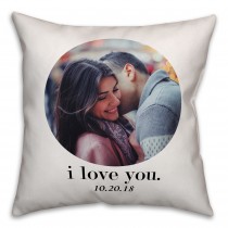 I Love You Circle Photo Upload 18x18 Personalized Indoor / Outdoor Pillow