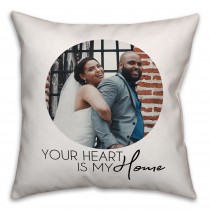 Your Heart is My Home Circle Photo Upload 18x18 Personalized Indoor / Outdoor Pillow