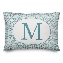 Faded Blue Monogram 14x20 Personalized Indoor / Outdoor Pillow