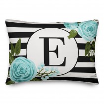 Black and White Monogram Stripes 14x20 Personalized Indoor / Outdoor Pillow