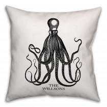 Black Octopus 18x18 Personalized Indoor / Outdoor Pillow
