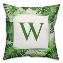 Watercolor Palms Monogram 18x18 Personalized Indoor / Outdoor Pillow