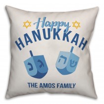 Happy Hanukkah Dreidel 18x18 Personalized Spun Poly Pillow
