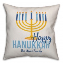 Happy Hanukkah Menorah 18x18 Personalized Spun Poly Pillow
