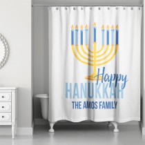 Happy Hanukkah Menorah 71x74 Personalized Shower Curtain
