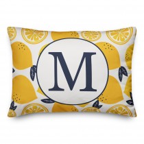 Lemon Pattern Monogram 14x20 Personalized Indoor / Outdoor Pillow