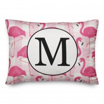 Flamingo Pattern Monogram 14x20 Personalized Indoor / Outdoor Pillow