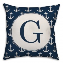 Anchor Pattern Monogram 18x18 Personalized Indoor / Outdoor Pillow