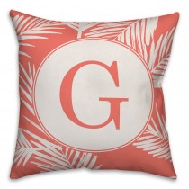 Coral Palms Monogram 18x18 Personalized Indoor / Outdoor Pillow