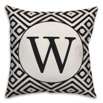 Black and White Ikat Monogram 18x18 Personalized Indoor / Outdoor Pillow